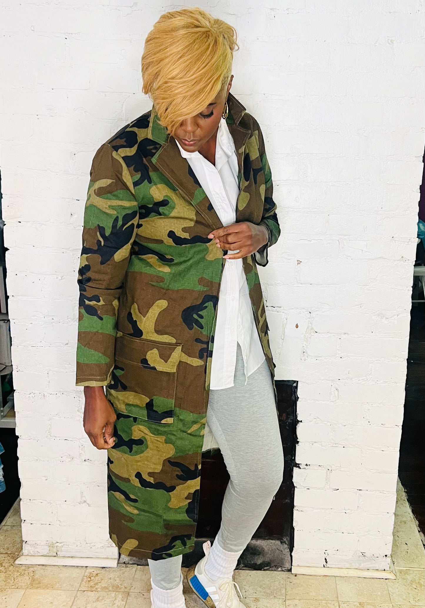 CAMOUFLAGE TRENCH JACKET